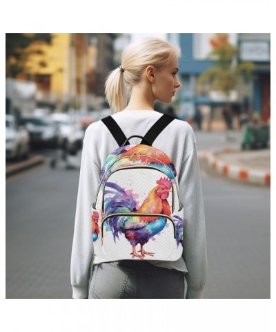 Small Backpack for Women Travel Bag Watercolor Chicken Hen Rooster Daypack Purse Fashion Shoulder Bag Rucksack Medium B1036 $...