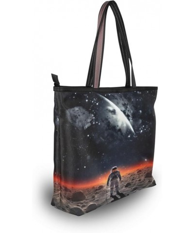 Women Tote Bags Astronaut Planet Top Handle Satchel Handbags Shoulder Bag for Shopping 20847413 Astronaut $11.96 Satchels