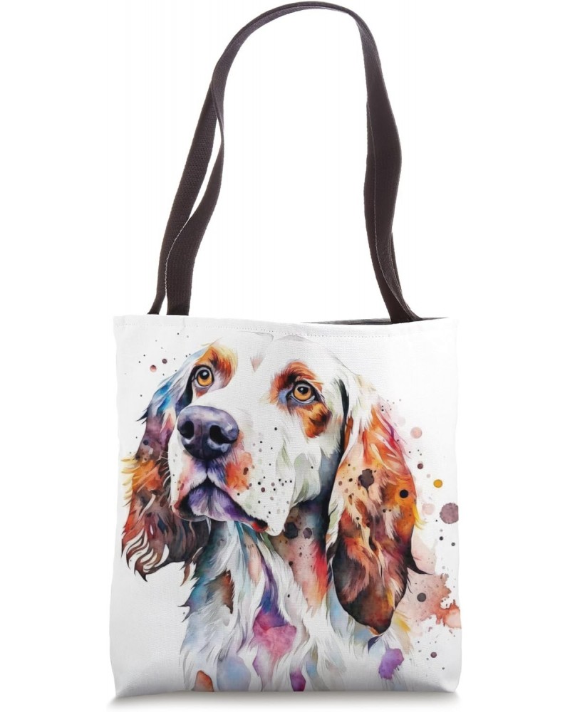 English Setter Dog Colorful Watercolor Dog Tote Bag $15.88 Totes