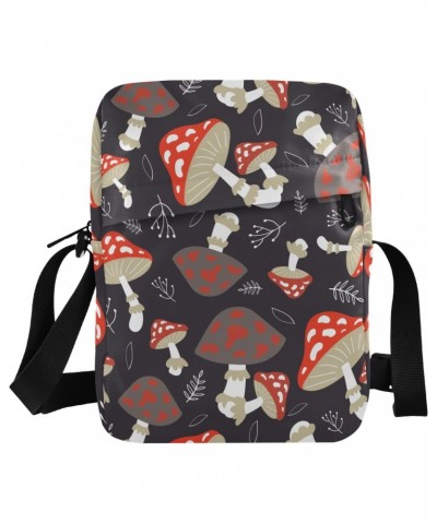 Crossbody Phone Funny Mushrooms on Black Small Messenger Shoulder Bag Cash Handbag Wallet Purse(238na8b) $11.87 Crossbody Bags