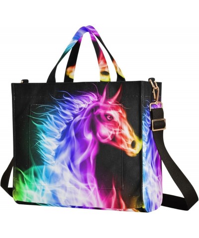 Horse Fire Tote Bag for Women Crossbody Bags Purse Shoulder Bag Corduroy Travel Tote Bag for Office Trip Gifts Multi $9.68 Totes