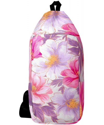 Crossbody Bags for Women,Crossbody Bag Men,Small Sling Bag,Floral White Pink Flowers,Crossbody Purse $13.81 Crossbody Bags