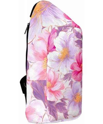 Crossbody Bags for Women,Crossbody Bag Men,Small Sling Bag,Floral White Pink Flowers,Crossbody Purse $13.81 Crossbody Bags