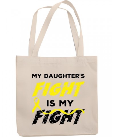 MY DAUGHTERS Fight Is My Fight Osteosarcoma Yellow ribbon support survivor Natural White Multicolor Canvas Tote Bag 530 $18.3...