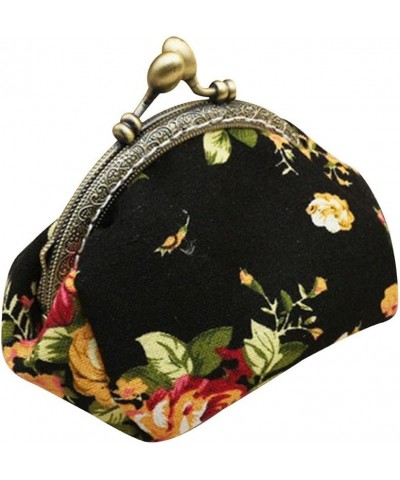 Coin Purse,Lady Vintage Floral Mini Wallet Clasp Closure Classic Rose Pattern Clutch Bag (Black) (Black) $9.87 Wallets