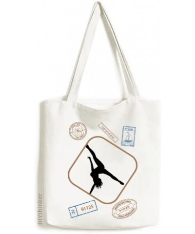 Hot Woman Handstand Dance Stamp Shopping Ecofriendly Storage Canvas Tote Bag $14.88 Totes