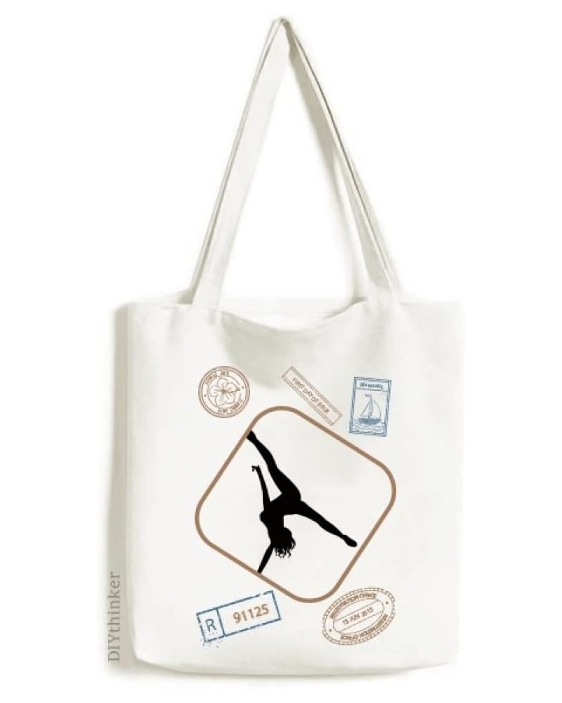 Hot Woman Handstand Dance Stamp Shopping Ecofriendly Storage Canvas Tote Bag $14.88 Totes