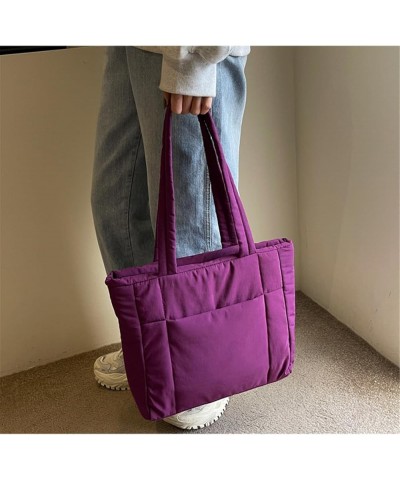 2023 NEW Nylon Shopping Bag Quilted Handbag Solid Color Shopping Bag Versatile Shoulder Bag Book Bag for Women Girl Green $21...