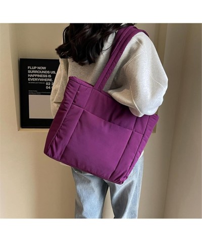 2023 NEW Nylon Shopping Bag Quilted Handbag Solid Color Shopping Bag Versatile Shoulder Bag Book Bag for Women Girl Green $21...