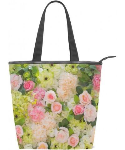 Tote Canvas Shoulder Bag Beautiful Flowers Floral Womens Handbag $11.28 Shoulder Bags