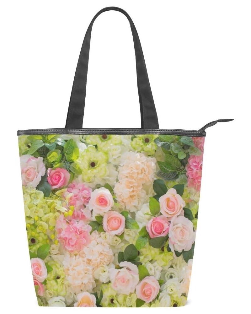 Tote Canvas Shoulder Bag Beautiful Flowers Floral Womens Handbag $11.28 Shoulder Bags