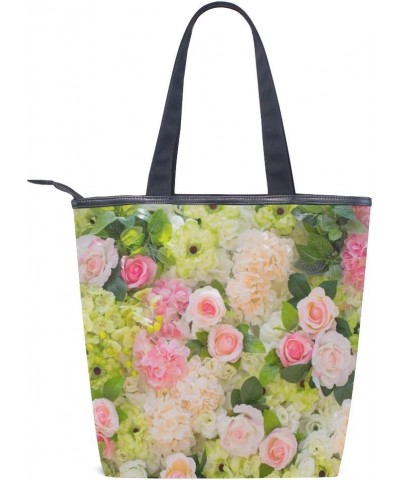 Tote Canvas Shoulder Bag Beautiful Flowers Floral Womens Handbag $11.28 Shoulder Bags