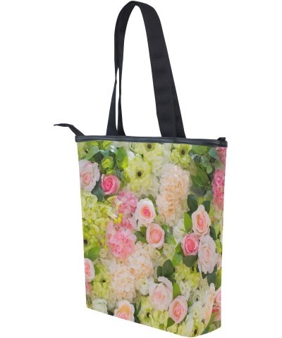 Tote Canvas Shoulder Bag Beautiful Flowers Floral Womens Handbag $11.28 Shoulder Bags