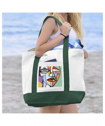 Picasso Style Cruiser Tote Bag - Cubism Shopping Bag - Art Print Tote Bag White Black $28.41 Totes