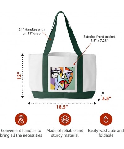 Picasso Style Cruiser Tote Bag - Cubism Shopping Bag - Art Print Tote Bag White Black $28.41 Totes