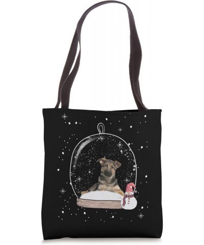 Christmas Puppy German Shepherd Dog Snow Globe Pajama Tote Bag $16.80 Totes