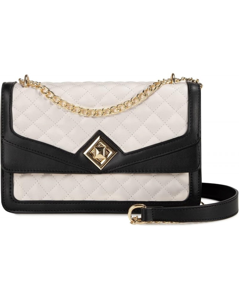 Crossbody Bags for Women Leather Quilted Shoulder Bag with Chain Strap Trendy Clutch Satchel Ladies Evening Bag Black&white $...