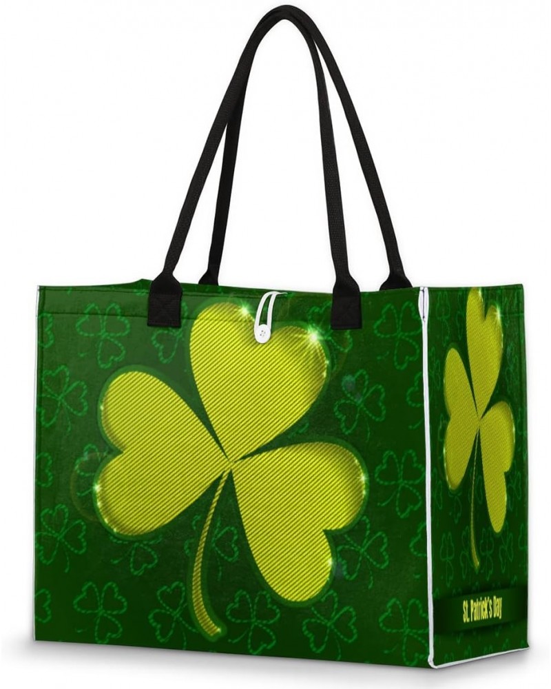 St Patrick's Day Clover Irish Shamrock Gobelin Extra Large Beach Bag Women Handbags Shoulder Bag Tote Bags Casual Shopping Ba...