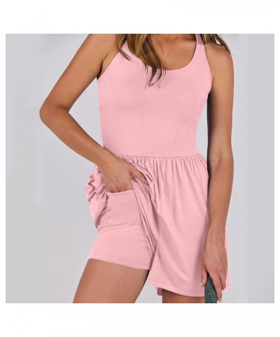 Womens Jumpsuit Coverall Solid Jumpsuit With 4 Pockets Juniors Jumpsuits Dressy A-pink➤➤ Womens Rompers 2024 Summer $9.94 Clo...