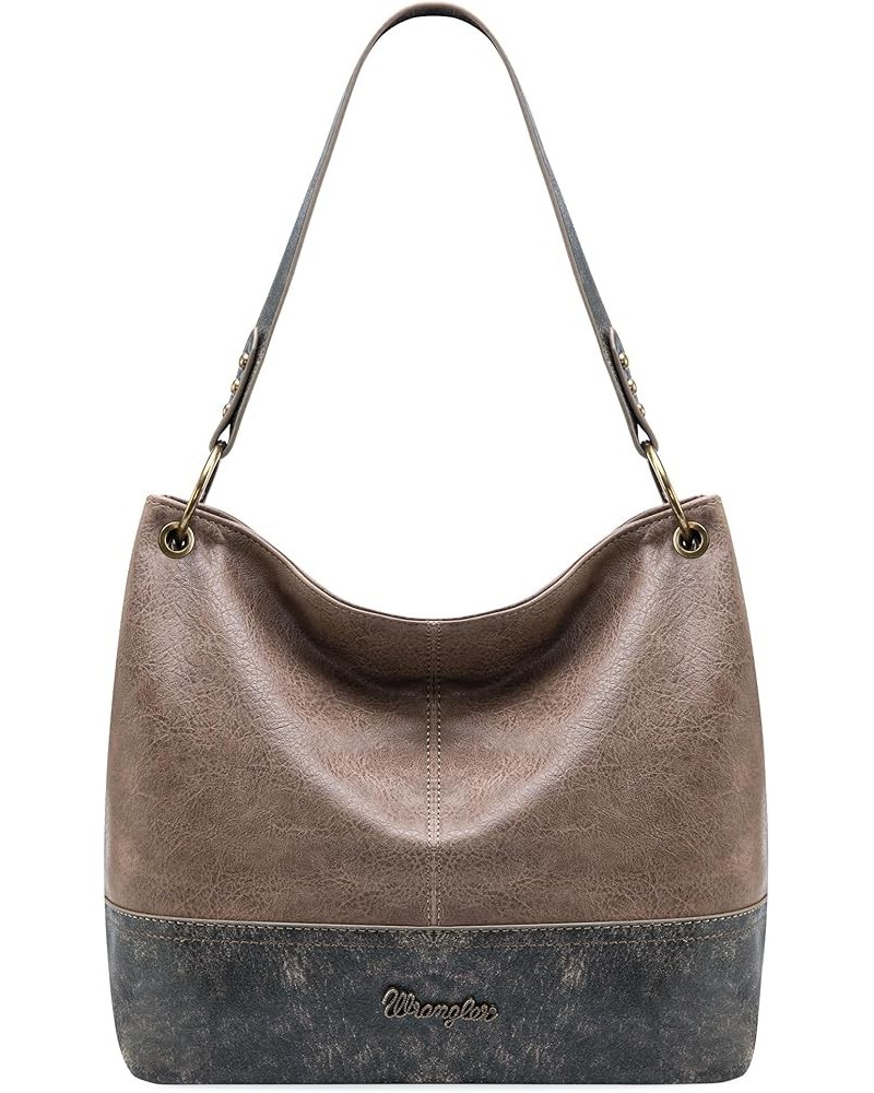 Wrangler Hobo Bags for Women Vegan Leather Top Handle Shoulder Purses and Handbags Two Tone Khaki $18.19 Hobo Bags