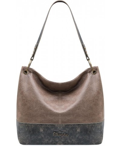 Wrangler Hobo Bags for Women Vegan Leather Top Handle Shoulder Purses and Handbags Two Tone Khaki $18.19 Hobo Bags