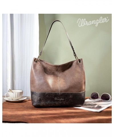 Wrangler Hobo Bags for Women Vegan Leather Top Handle Shoulder Purses and Handbags Two Tone Khaki $18.19 Hobo Bags