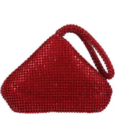 Women Red Evening Bag Women's Clutch Purse Bag Triangle Full Rhinestones Bags for Party Cocktail Wedding for 6.0inch Android ...