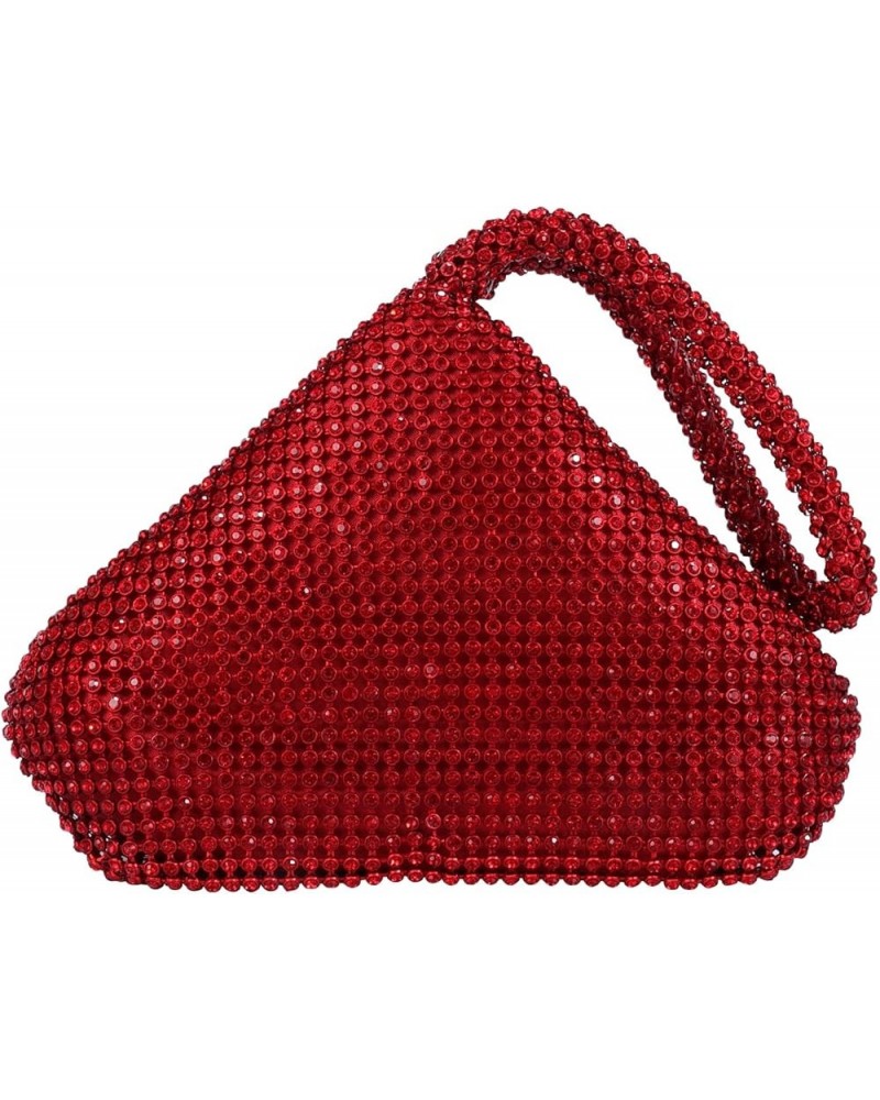 Women Red Evening Bag Women's Clutch Purse Bag Triangle Full Rhinestones Bags for Party Cocktail Wedding for 6.0inch Android ...