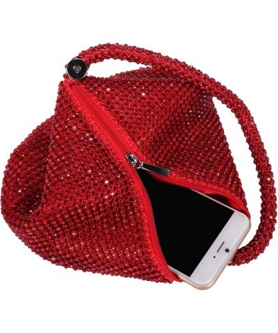 Women Red Evening Bag Women's Clutch Purse Bag Triangle Full Rhinestones Bags for Party Cocktail Wedding for 6.0inch Android ...