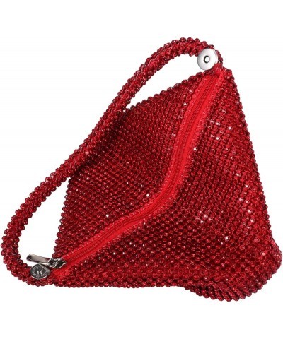 Women Red Evening Bag Women's Clutch Purse Bag Triangle Full Rhinestones Bags for Party Cocktail Wedding for 6.0inch Android ...