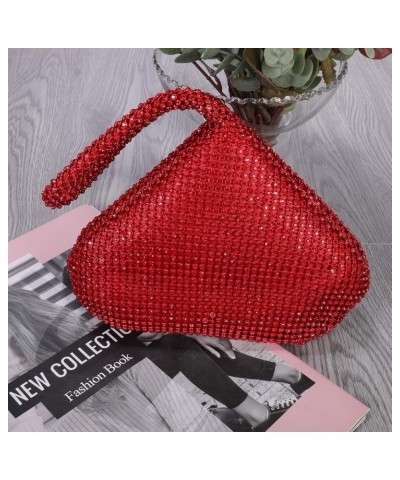 Women Red Evening Bag Women's Clutch Purse Bag Triangle Full Rhinestones Bags for Party Cocktail Wedding for 6.0inch Android ...