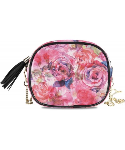 Women's Rose Red Flower Romantic Floral Crossbody Bag Fashion Purses Bag Cross Body Bag Shoulder Handbag with Adjustable Chai...