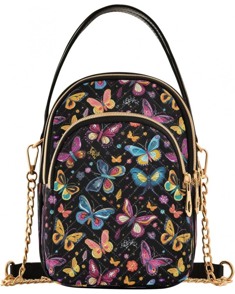 Magic Butterflies Crossbody Handbags for Women Casual Leather Shoulder Phone Purse $12.48 Crossbody Bags