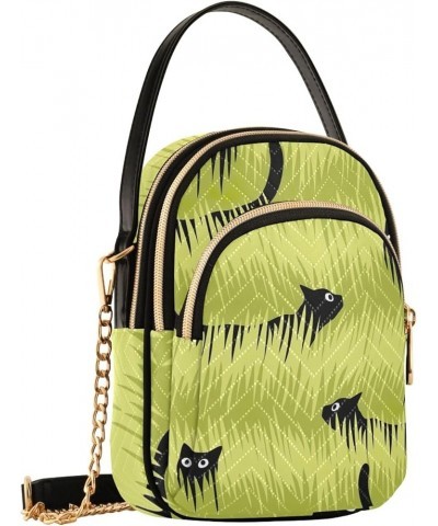 Patchwork Geometric Pattern Ladies Crossbody Bags Quilted Shoulder Handbag Black Cats Walking on Green Grass $13.82 Shoulder ...