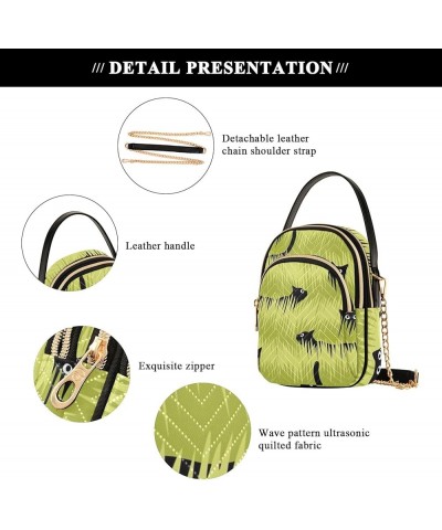 Patchwork Geometric Pattern Ladies Crossbody Bags Quilted Shoulder Handbag Black Cats Walking on Green Grass $13.82 Shoulder ...