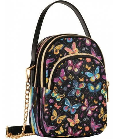 Magic Butterflies Crossbody Handbags for Women Casual Leather Shoulder Phone Purse $12.48 Crossbody Bags