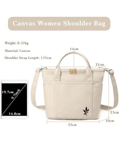 Women Handbag Crossbody Bag Canvas Shoulder Bag Top Handle Bag Multifunctional Messenger Bag White $25.07 Totes