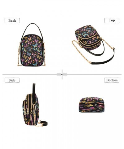 Magic Butterflies Crossbody Handbags for Women Casual Leather Shoulder Phone Purse $12.48 Crossbody Bags