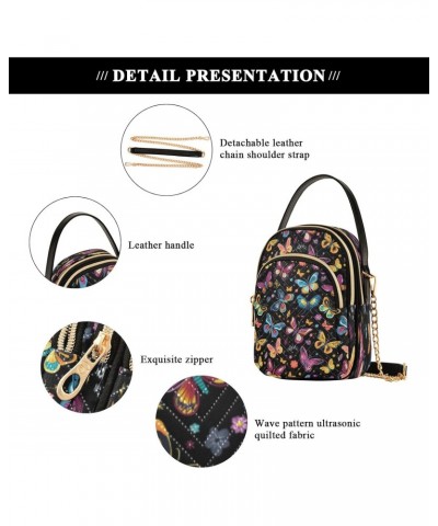 Magic Butterflies Crossbody Handbags for Women Casual Leather Shoulder Phone Purse $12.48 Crossbody Bags