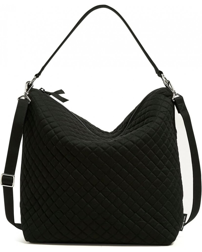 Cotton Oversized Hobo Shoulder Bag Black - Recycled Cotton $36.61 Hobo Bags