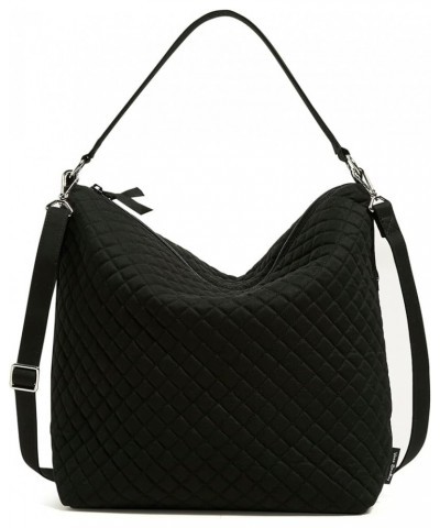 Cotton Oversized Hobo Shoulder Bag Black - Recycled Cotton $36.61 Hobo Bags