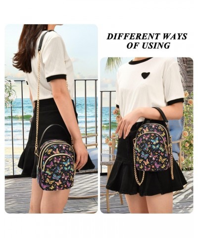 Magic Butterflies Crossbody Handbags for Women Casual Leather Shoulder Phone Purse $12.48 Crossbody Bags