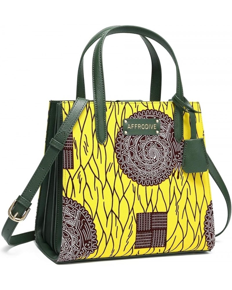 Nyamekye Ankara Handbag Green Leather $53.72 Handbags