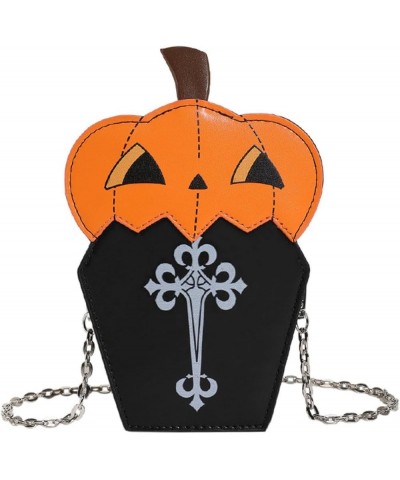 Cute Pumpkin PU Bag Halloween Funny One Shoulder Women's Crossbody Bag Black $9.35 Crossbody Bags