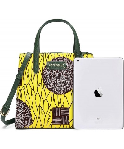 Nyamekye Ankara Handbag Green Leather $53.72 Handbags