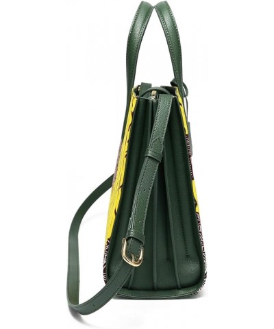 Nyamekye Ankara Handbag Green Leather $53.72 Handbags