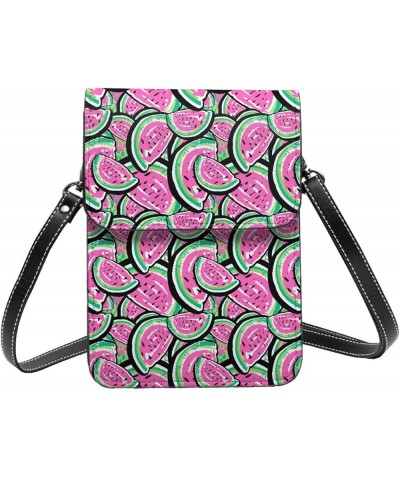 Womens Crossbody Bags Halloween Pumpkin Cat Print Phone Bag Wallet Purses Adjustable Strap Watermelon Pattern $14.07 Crossbod...