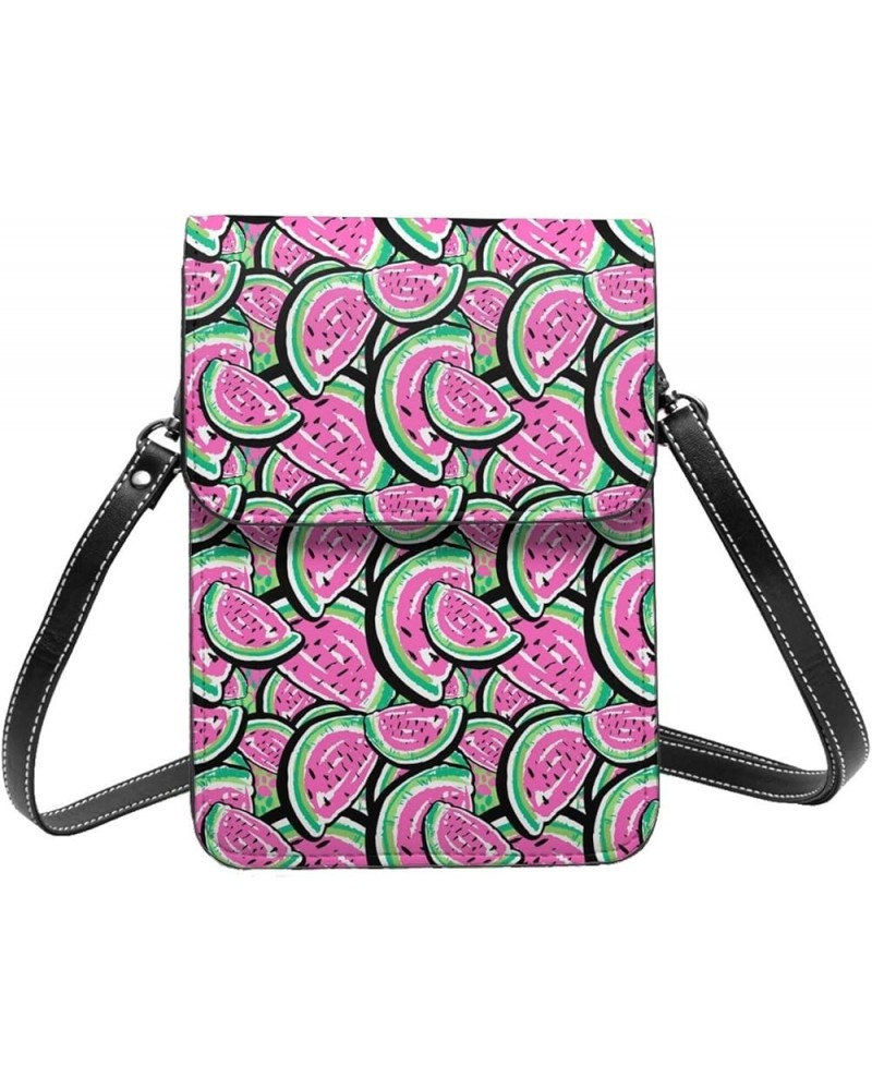 Womens Crossbody Bags Halloween Pumpkin Cat Print Phone Bag Wallet Purses Adjustable Strap Watermelon Pattern $14.07 Crossbod...