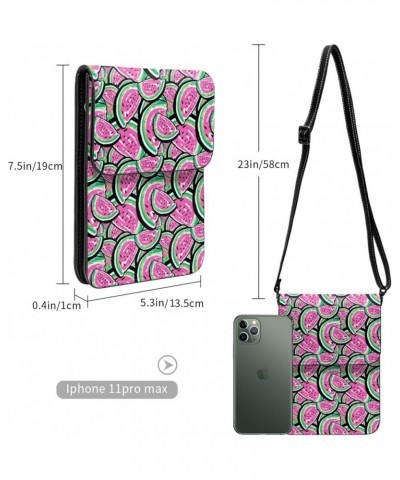 Womens Crossbody Bags Halloween Pumpkin Cat Print Phone Bag Wallet Purses Adjustable Strap Watermelon Pattern $14.07 Crossbod...