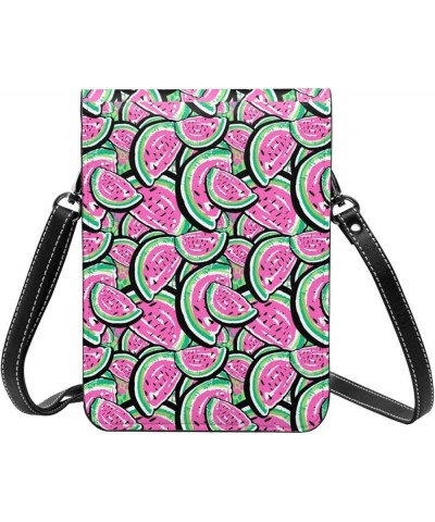 Womens Crossbody Bags Halloween Pumpkin Cat Print Phone Bag Wallet Purses Adjustable Strap Watermelon Pattern $14.07 Crossbod...